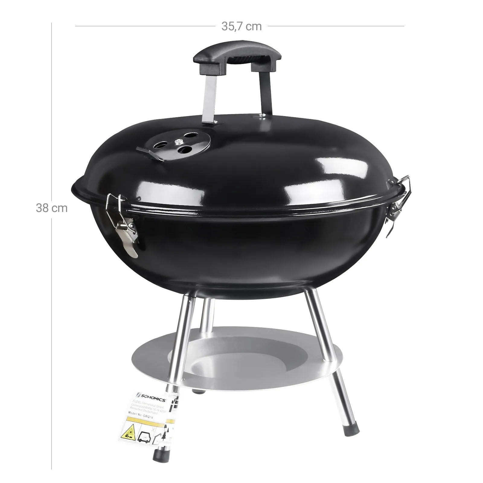 Rootz Portable Kettle Grill - BBQ Grill - Charcoal Grill - High-Quality Materials - Compact Size - Quick Heating - 38cm x 36.5cm x 35.7cm