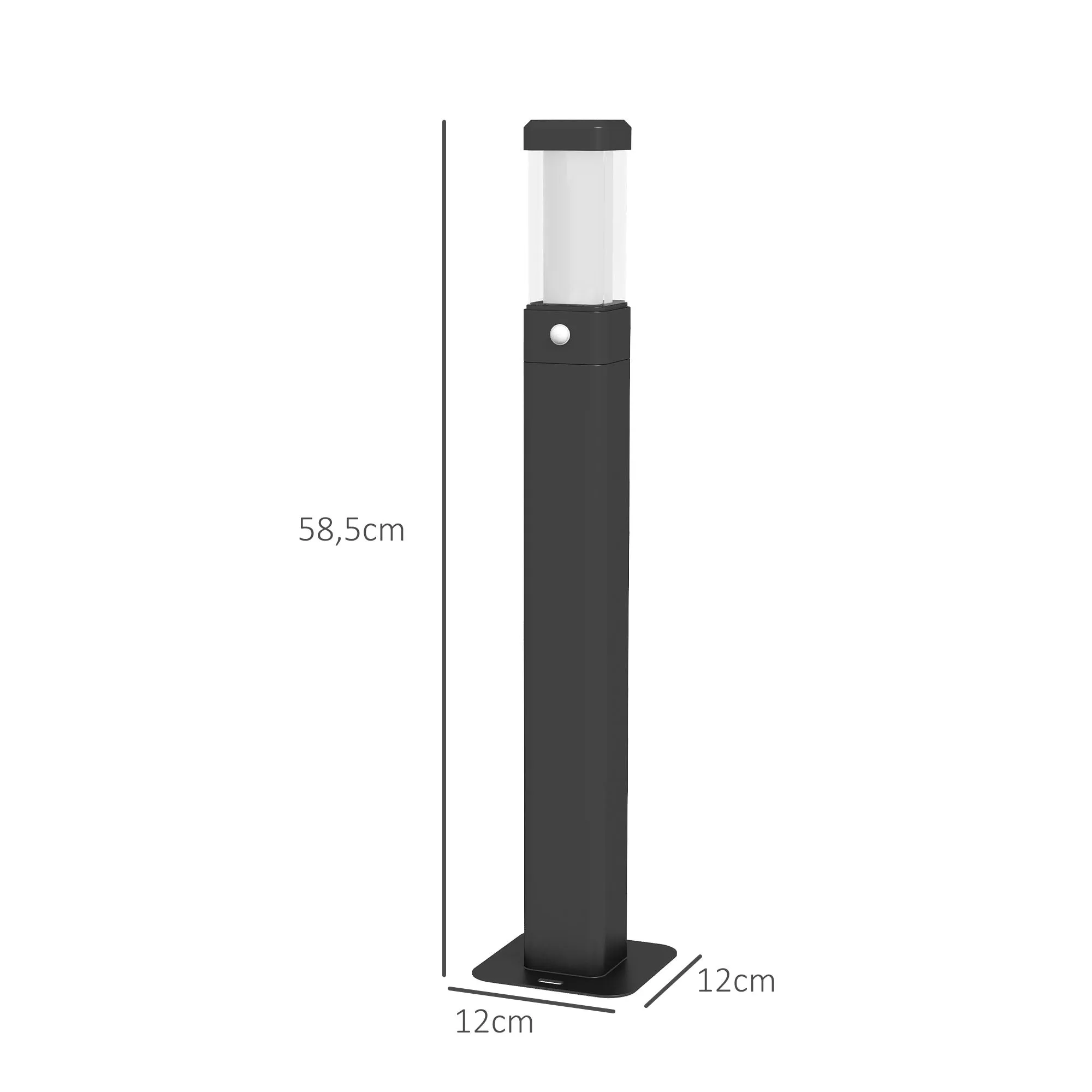 Rootz Set of 2 Outdoor Lamps - LED Pillar Lantern - Waterproof Light - Energy Efficient - 12cm x 12cm x 58.5cm
