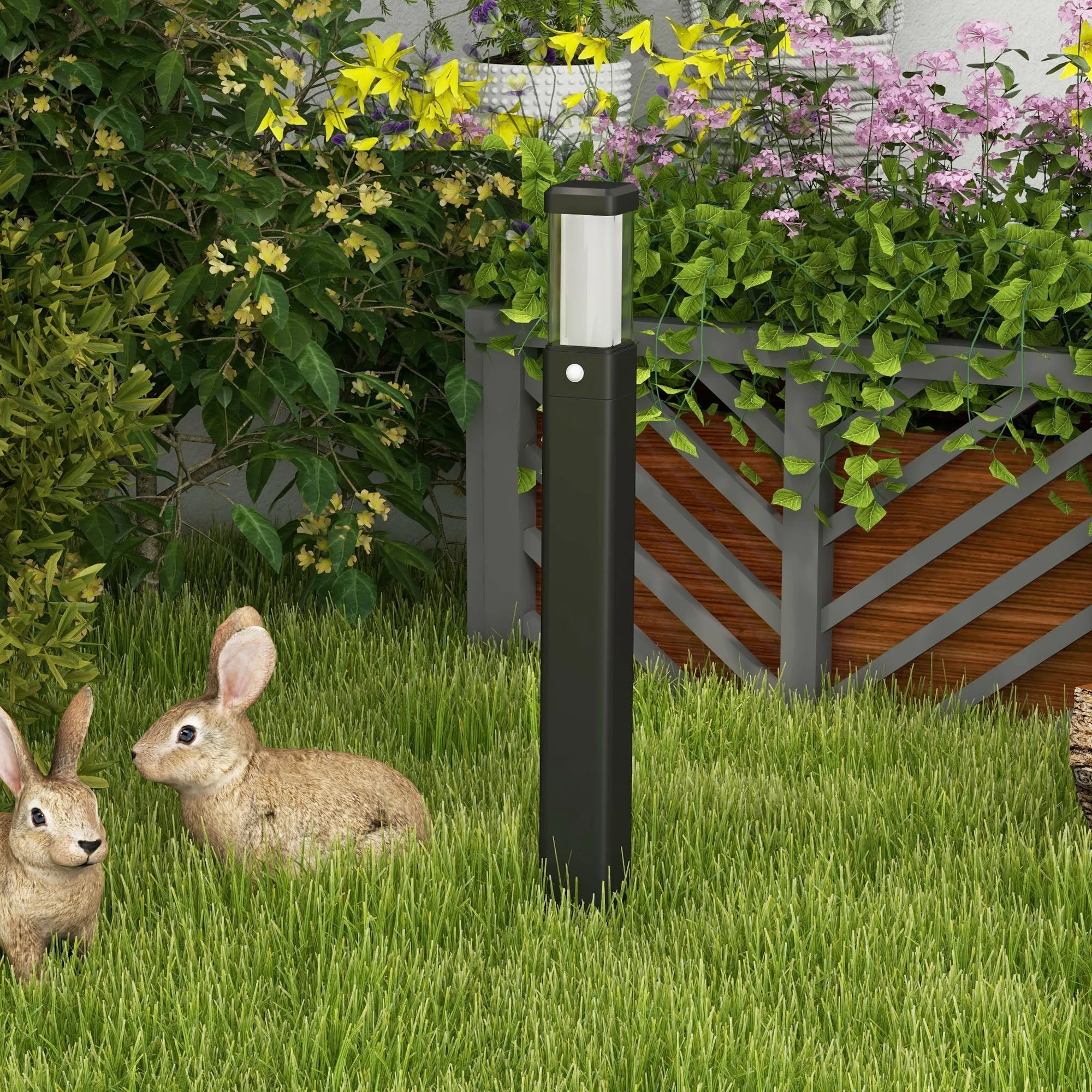 Rootz Set of 2 Outdoor Lamps - LED Pillar Lantern - Waterproof Light - Energy Efficient - 12cm x 12cm x 58.5cm