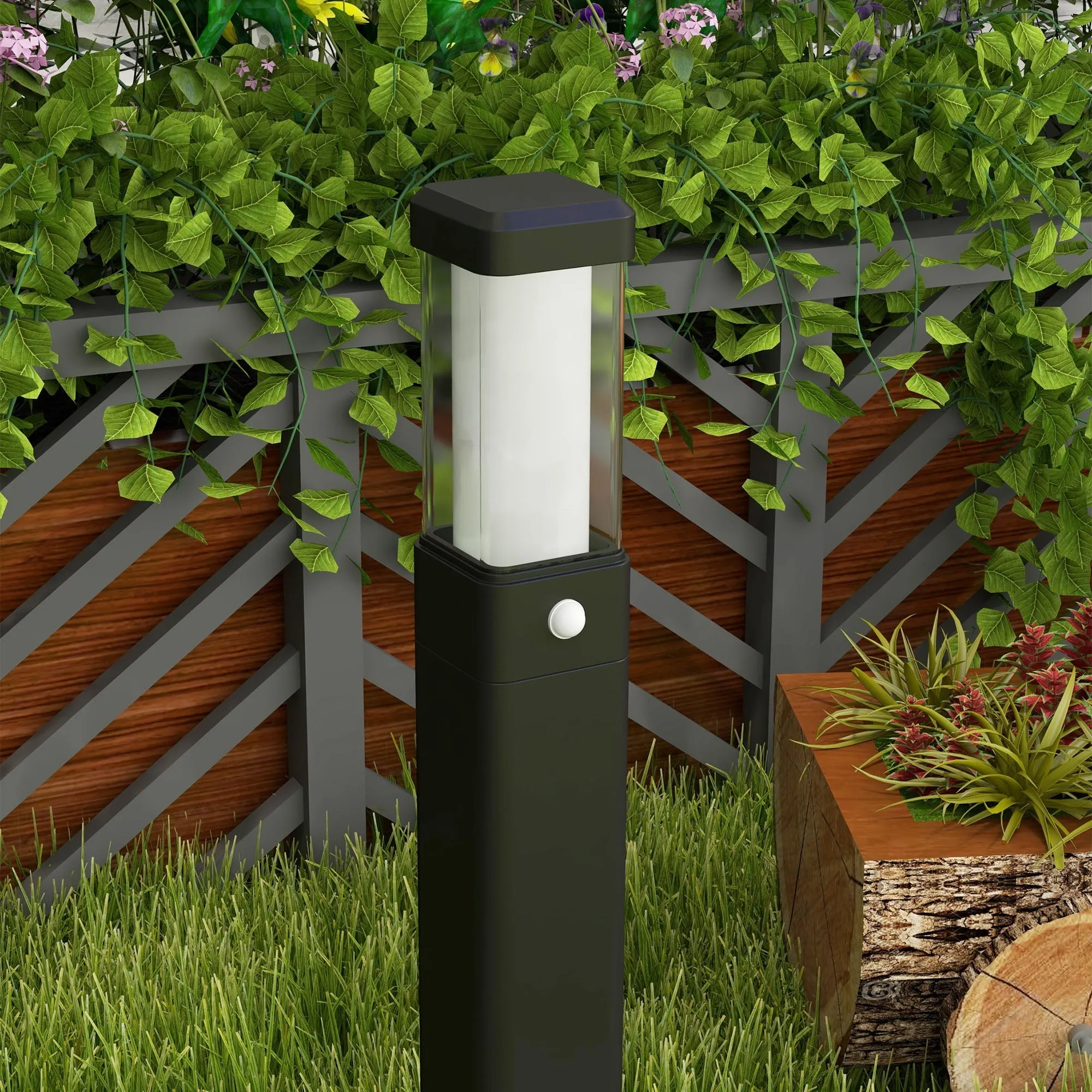 Rootz Set of 2 Outdoor Lamps - LED Pillar Lantern - Waterproof Light - Energy Efficient - 12cm x 12cm x 58.5cm
