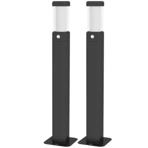 Rootz Set of 2 Outdoor Lamps - LED Pillar Lantern - Waterproof Light - Energy Efficient - 12cm x 12cm x 58.5cm