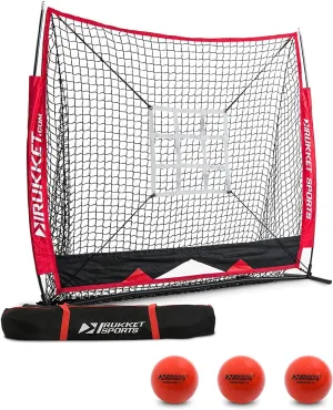 Rukket Sports Baseball & Softball Net Bundle with Weighted Baseballs & Strike Zone Target, Practice Hitting, Pitching, Batting and Catching, Training Backstop
