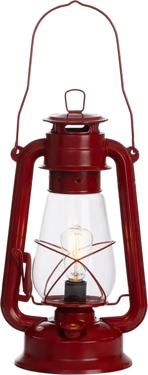 Rustic Farmhouse Lantern Table Lamp: Dimmable, Edison Bulb, Line Cord Dimmer - Medium Body, Rustic Finish, US UL/ULC Canada Safety Listed by Muskoka Lifestyle Products USA