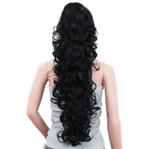 S-ssoy 31"(78cm) Women's Curly Pony Tail Hair Piece Synthetic Claw Clip Ponytail Wavy Long Curled in Hair Extension Extensions Long/Voluminous Wig Hairpieces for Women Girls Lady, 1B#