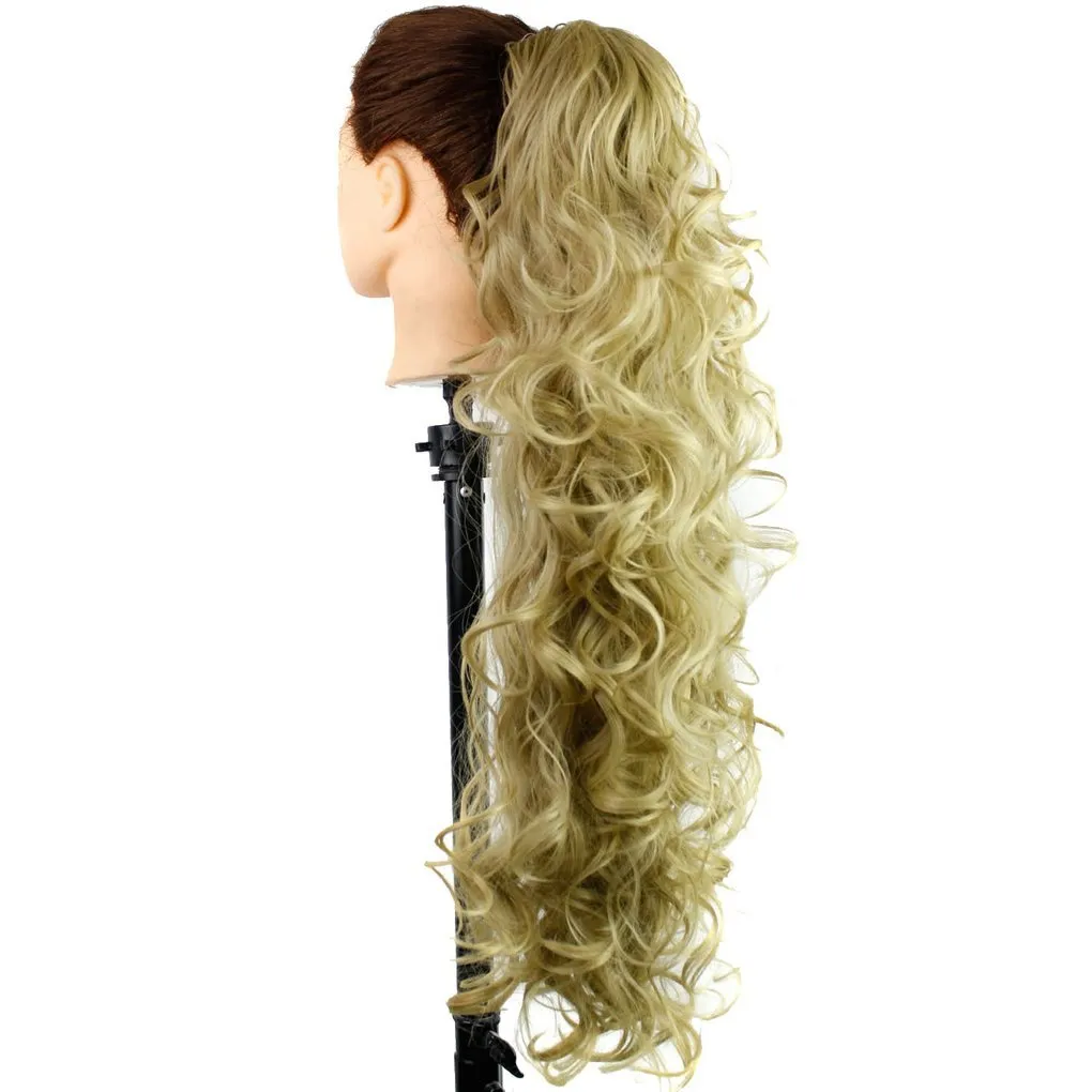 S-ssoy 31"(78cm) Women's Curly Pony Tail Hair Piece Synthetic Claw Clip Ponytail Wavy Long Curled in Hair Extension Extensions Long/Voluminous Wig Hairpieces for Women Girls Lady,24#