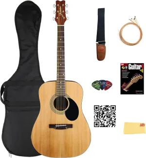 S35 Dreadnought Acoustic Guitar - Natural Bundle with Gig Bag, Strap, Strings, Picks, Instructional Book, Austin Bazaar Instructional Video, and Polishing Cloth