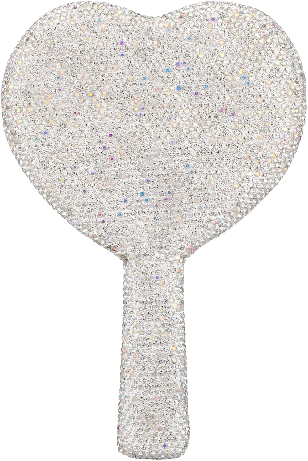 SAFIGLE Heart-Shaped Rhinestone Makeup Mirror Handheld Led Travel Mirror Bling Vanity