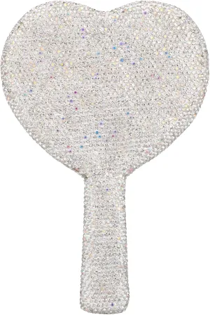 SAFIGLE Heart-Shaped Rhinestone Makeup Mirror Handheld Led Travel Mirror Bling Vanity