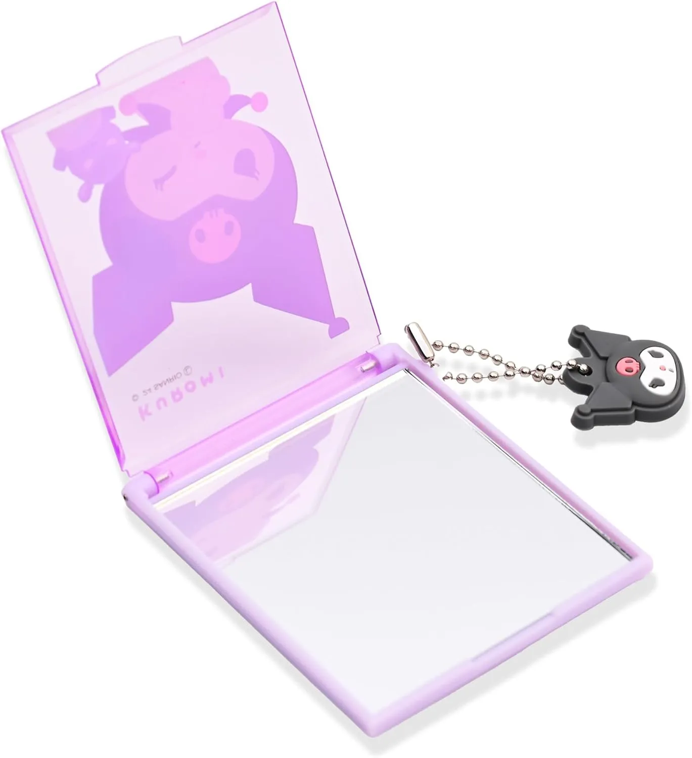 San-Rio Characters Compact Pocket Mirror - Adorable Mini Mirror Design with Charm Keyring - Durable & Portable Aesthetic Compact Mirror, Lightweight Bag Mirror for Purse (Kuormi-Bunny)