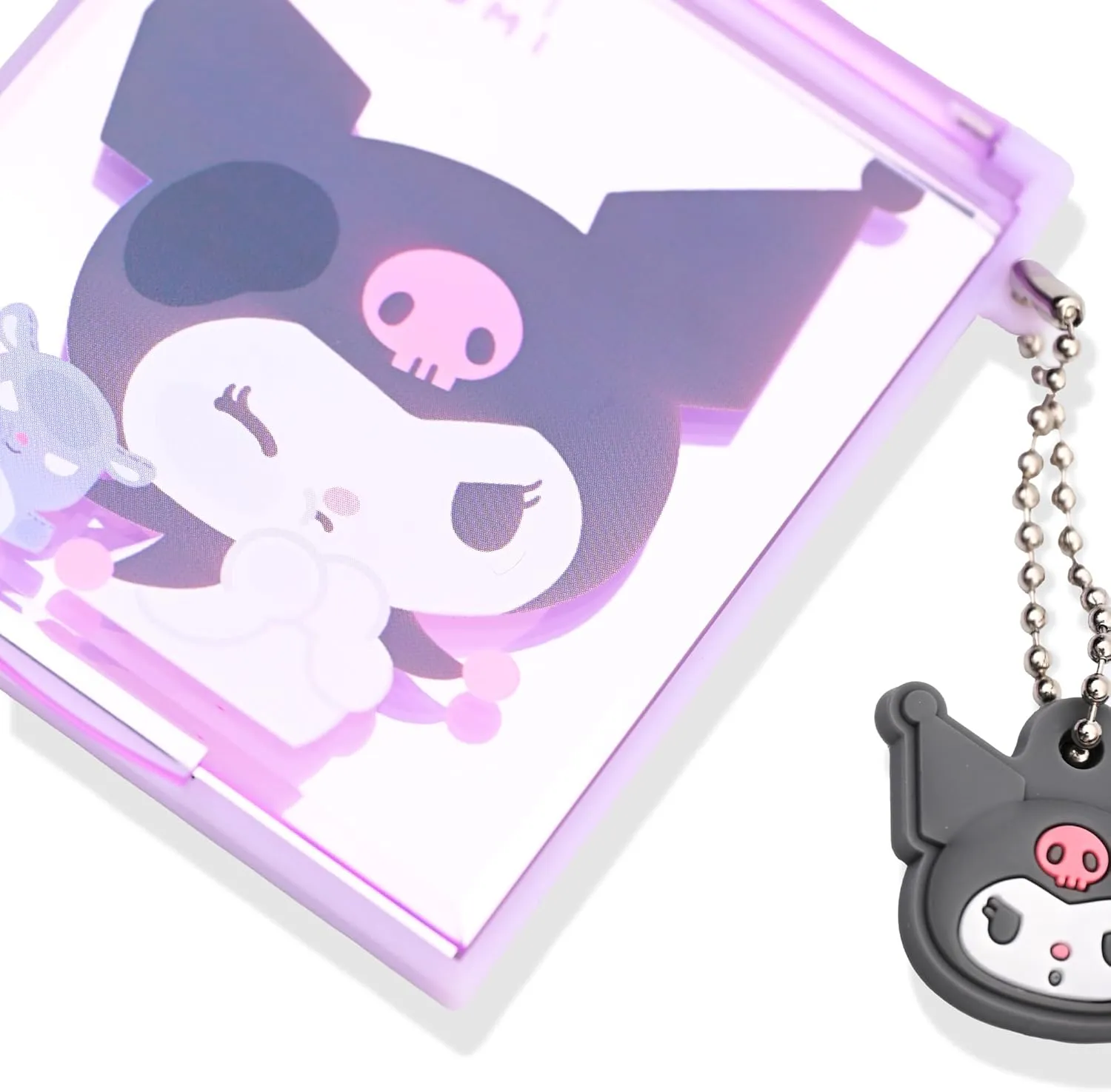 San-Rio Characters Compact Pocket Mirror - Adorable Mini Mirror Design with Charm Keyring - Durable & Portable Aesthetic Compact Mirror, Lightweight Bag Mirror for Purse (Kuormi-Bunny)