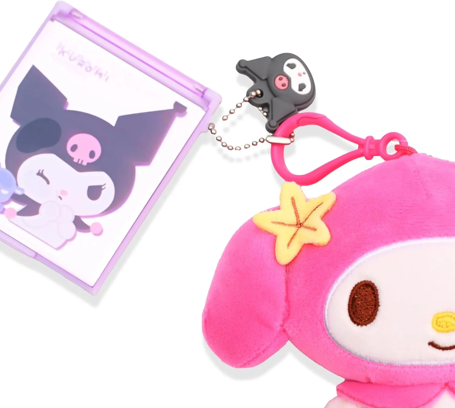 San-Rio Characters Compact Pocket Mirror - Adorable Mini Mirror Design with Charm Keyring - Durable & Portable Aesthetic Compact Mirror, Lightweight Bag Mirror for Purse (Kuormi-Bunny)