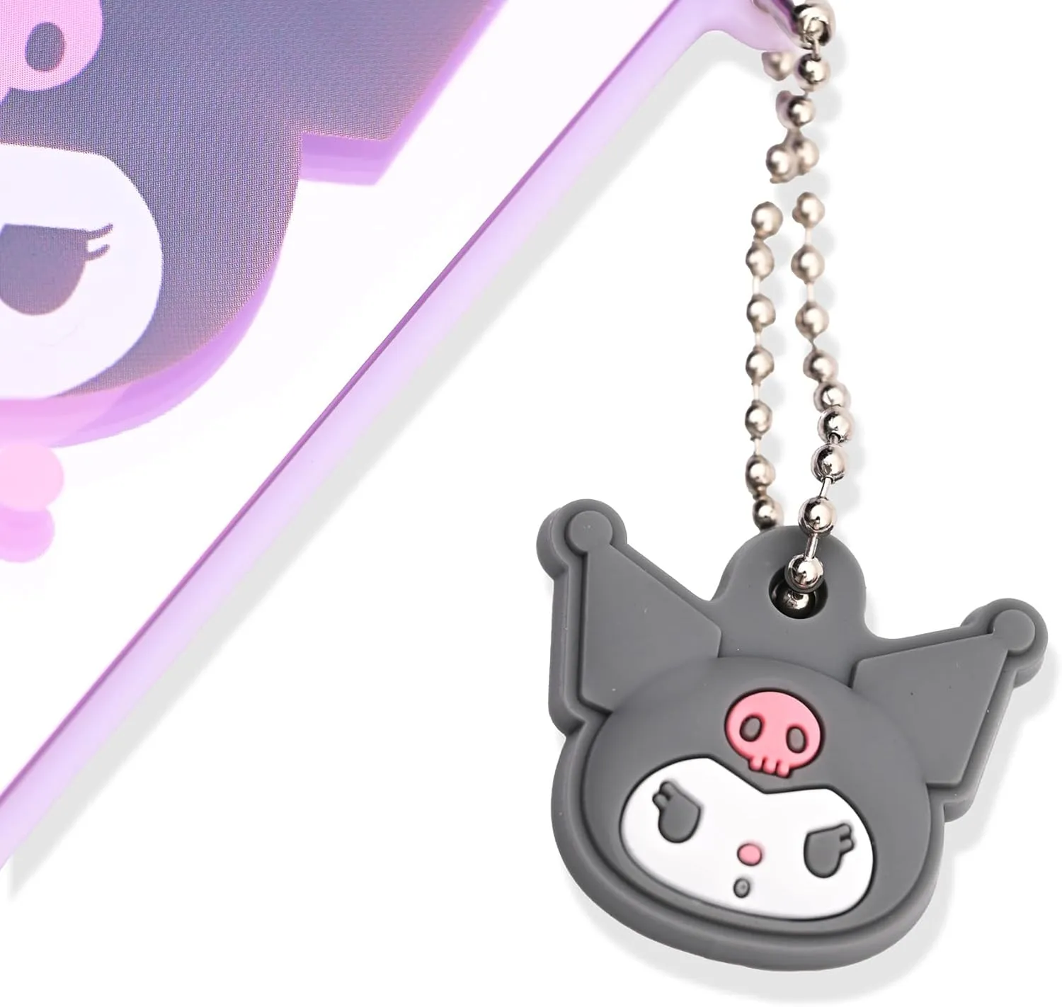 San-Rio Characters Compact Pocket Mirror - Adorable Mini Mirror Design with Charm Keyring - Durable & Portable Aesthetic Compact Mirror, Lightweight Bag Mirror for Purse (Kuormi-Bunny)