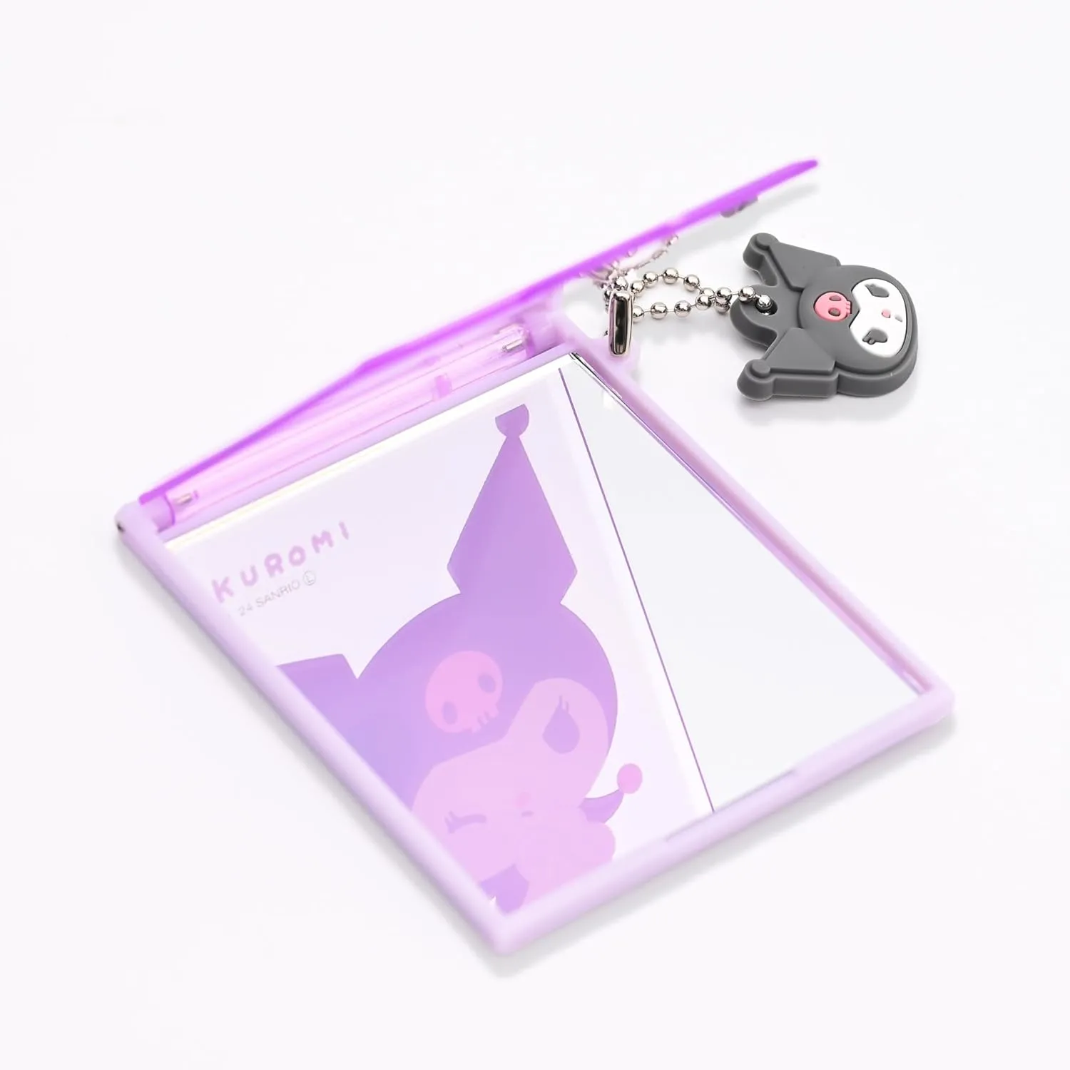 San-Rio Characters Compact Pocket Mirror - Adorable Mini Mirror Design with Charm Keyring - Durable & Portable Aesthetic Compact Mirror, Lightweight Bag Mirror for Purse (Kuormi-Bunny)