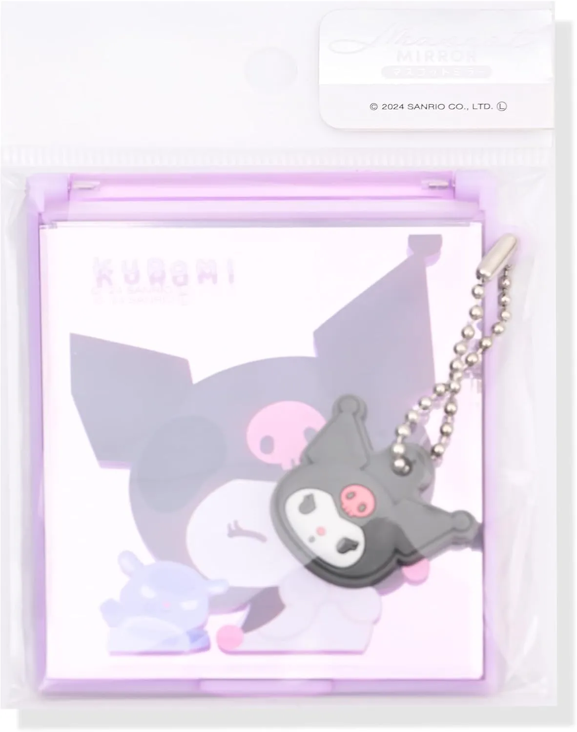 San-Rio Characters Compact Pocket Mirror - Adorable Mini Mirror Design with Charm Keyring - Durable & Portable Aesthetic Compact Mirror, Lightweight Bag Mirror for Purse (Kuormi-Bunny)