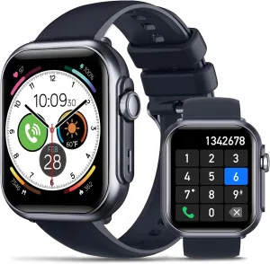 Sanorum Health Fitness Trackers for Women Men: 100 Day Battery Life Activity Tracker with Answer/Make Call SpO2 Sleep Heart Rate Monitor 120  Sports 5ATM Smart Watch for iPhone (Ebony)