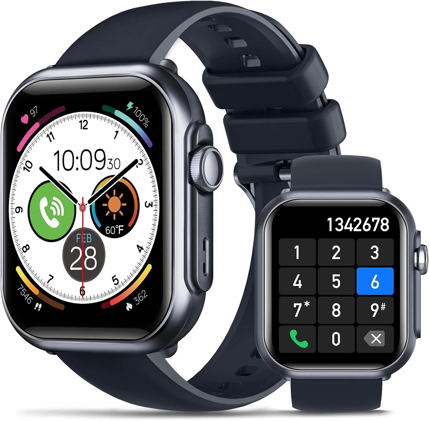 Sanorum Health Fitness Trackers for Women Men: 100 Day Battery Life Activity Tracker with Answer/Make Call SpO2 Sleep Heart Rate Monitor 120  Sports 5ATM Smart Watch for iPhone (Ebony)