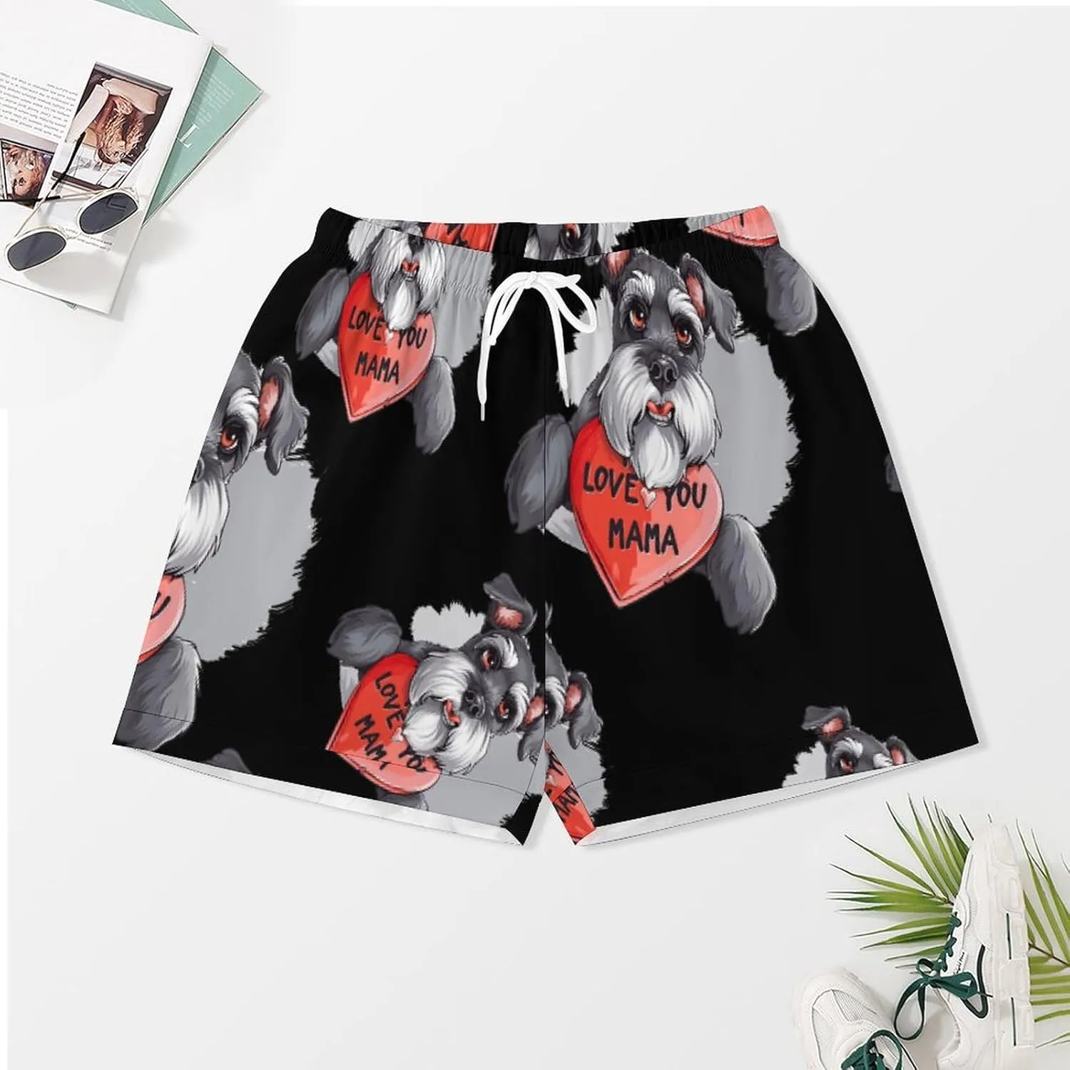 Schnauzer Dog Women's Satin Pajama Set Short Sleeve Button Down Sleepwear Loungewear Pj Set
