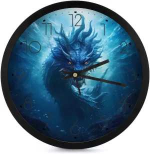 Sea Dragon Wall Clock 10 Inch Silent Non-ticking Battery Operated Decorative Clock for Kitchen Bedroom