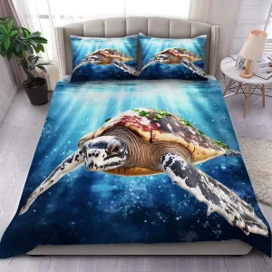 Sea Turtle Comforter Set,Ocean Sea Turtle Bedding Set for Kids Teens- Sea Turtle Bedding Set-Leatherback Turtle in The Twilight Zone- Bed Set with 2 Pillowcases for Kids Room Decor 2nOGSI