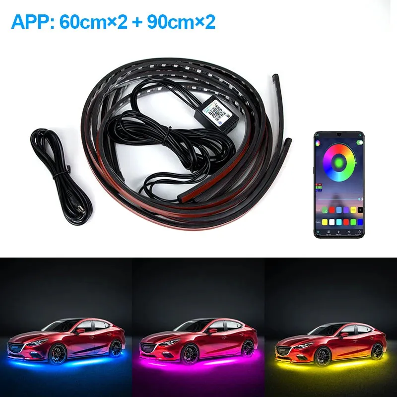 SEAMETAL Car Flexible Underglow Strip Light LED Underbody Remote APP Control RGB Neon Lights Atmosphere Lamp for Auto Decoration