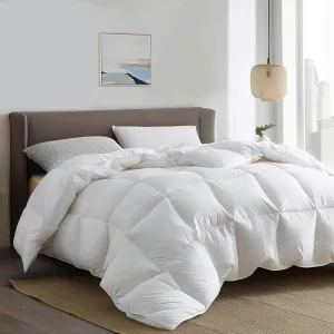 Serta Down Fiber Comforter Queen Size-Extra Warmth Duvet Insert, Luxury Fluffy Bed Comforter 100% Cotton 300 Thread Count Shell, Down Feather Fiber 500 Fill Power with Corner Taps, White 90x90inch