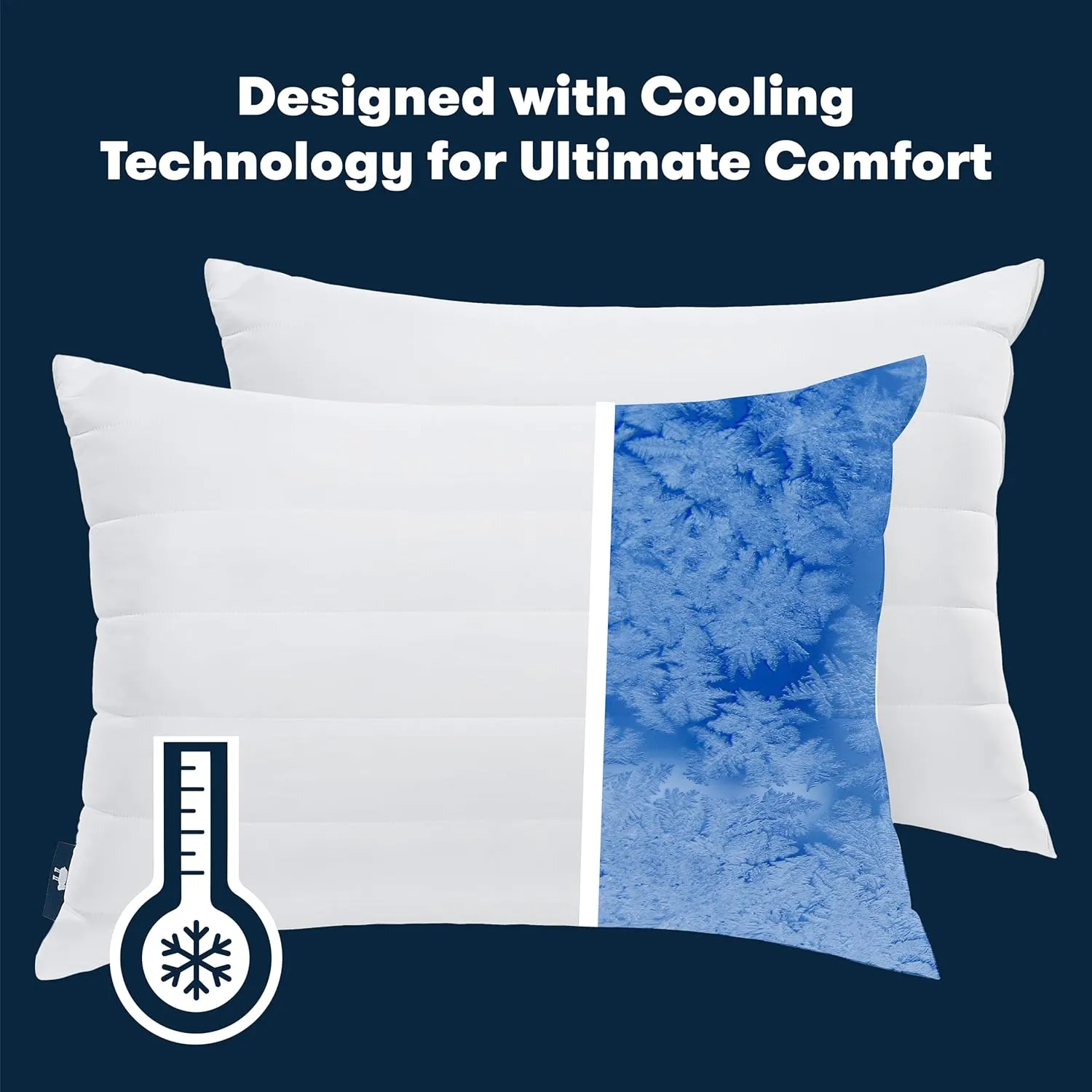Serta Down Illusion Quilted Hypoallergenic Medium/Firm Bed Pillows for Side, Stomach or Back Sleepers (2 Pack), King, White Cooling