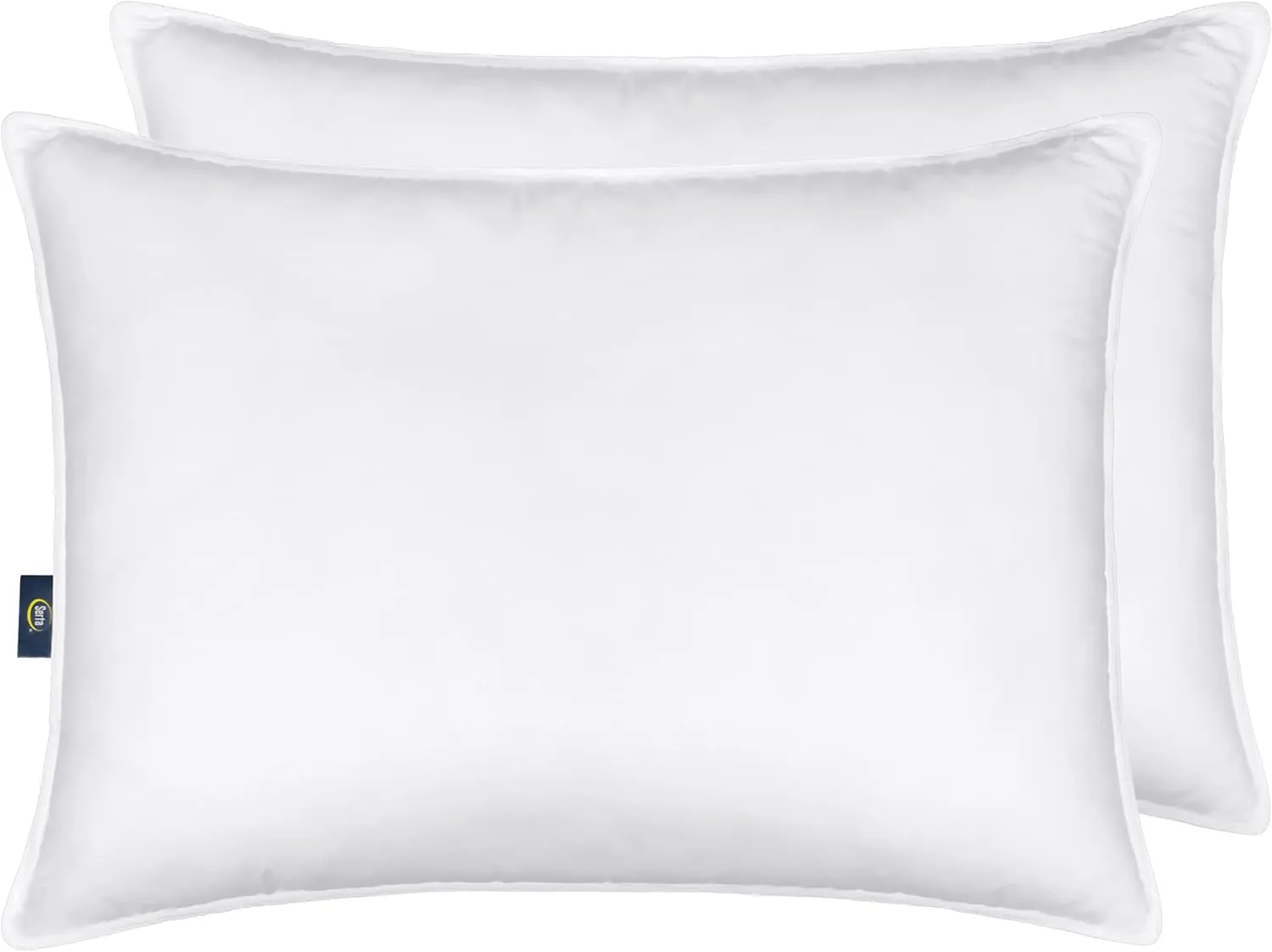 Serta Down Illusion Soft Hypoallergenic Medium/Firm Bed Pillows for Side, Stomach or Back Sleepers (2 Pack), King, White