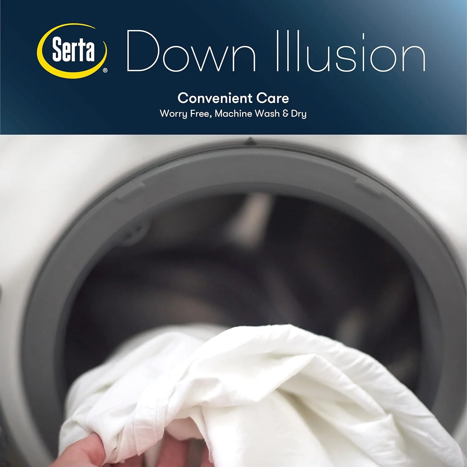 Serta Down Illusion Soft Hypoallergenic Soft/Medium Bed Pillows for Side, Stomach or Back Sleepers (2 Pack), King, White