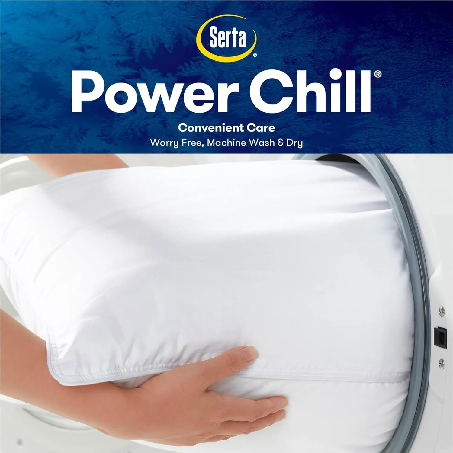 Serta Power Chill Cooling Soft/Medium Down Alternative Bed Pillows for Side, Stomach or Back Sleepers (2 Pack), Queen, White