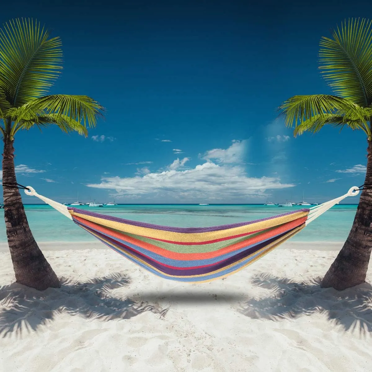 seven wolves Portable Polyester & Cotton Hammock Camping Hammock Portable Beach Swing Bed