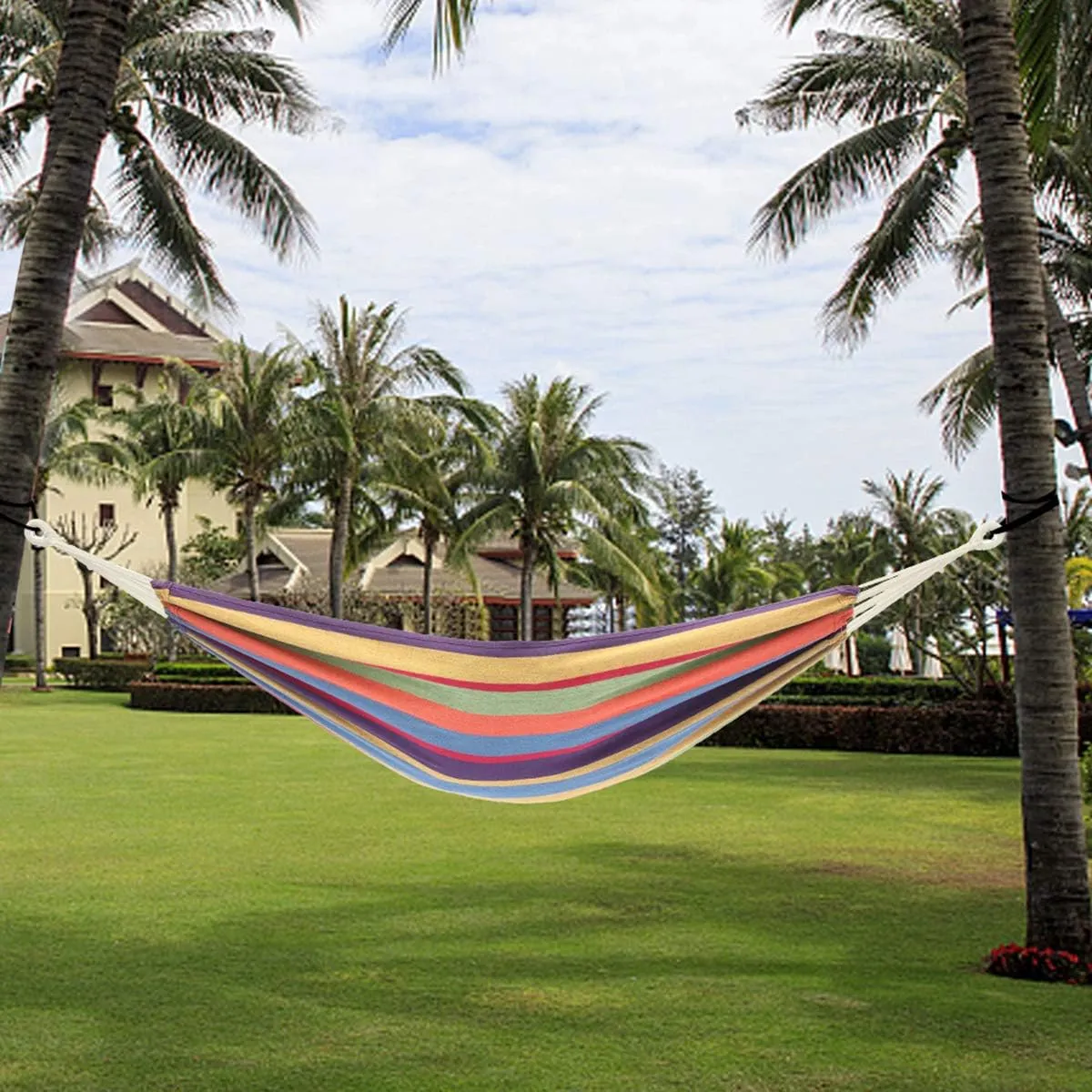 seven wolves Portable Polyester & Cotton Hammock Camping Hammock Portable Beach Swing Bed