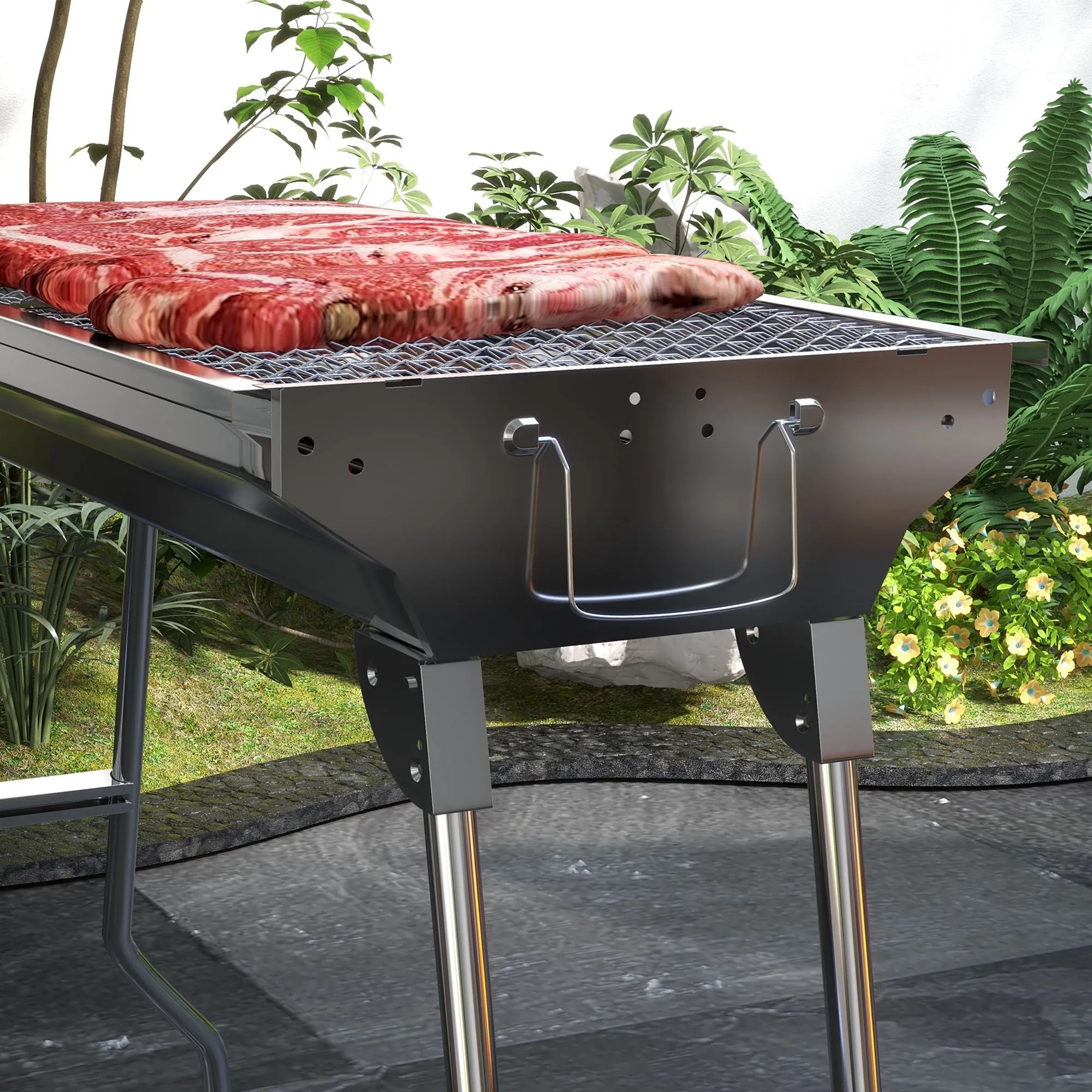 Shelves, with Unique appearance Backyard Grill Outdoor Grill Charcoal Hooks Camping, Folding Pan, Spring promotion for Stainless Cooking, BBQ Party, Travel Rack, Tailgating Picnic, Steel Grill, and Portable