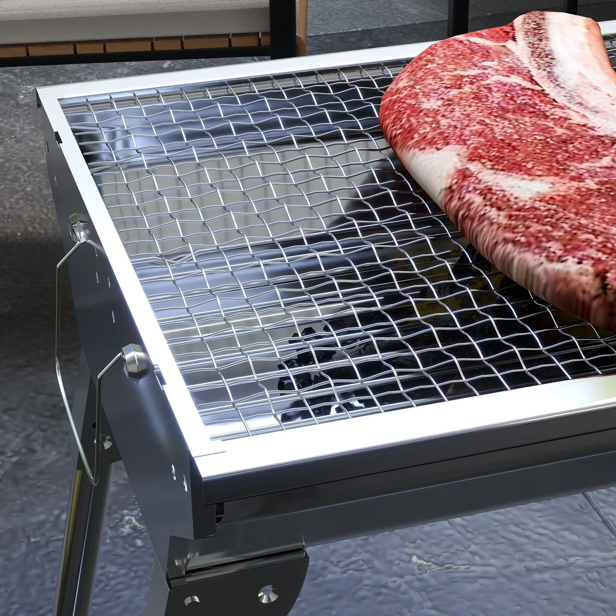 Shelves, with Unique appearance Backyard Grill Outdoor Grill Charcoal Hooks Camping, Folding Pan, Spring promotion for Stainless Cooking, BBQ Party, Travel Rack, Tailgating Picnic, Steel Grill, and Portable