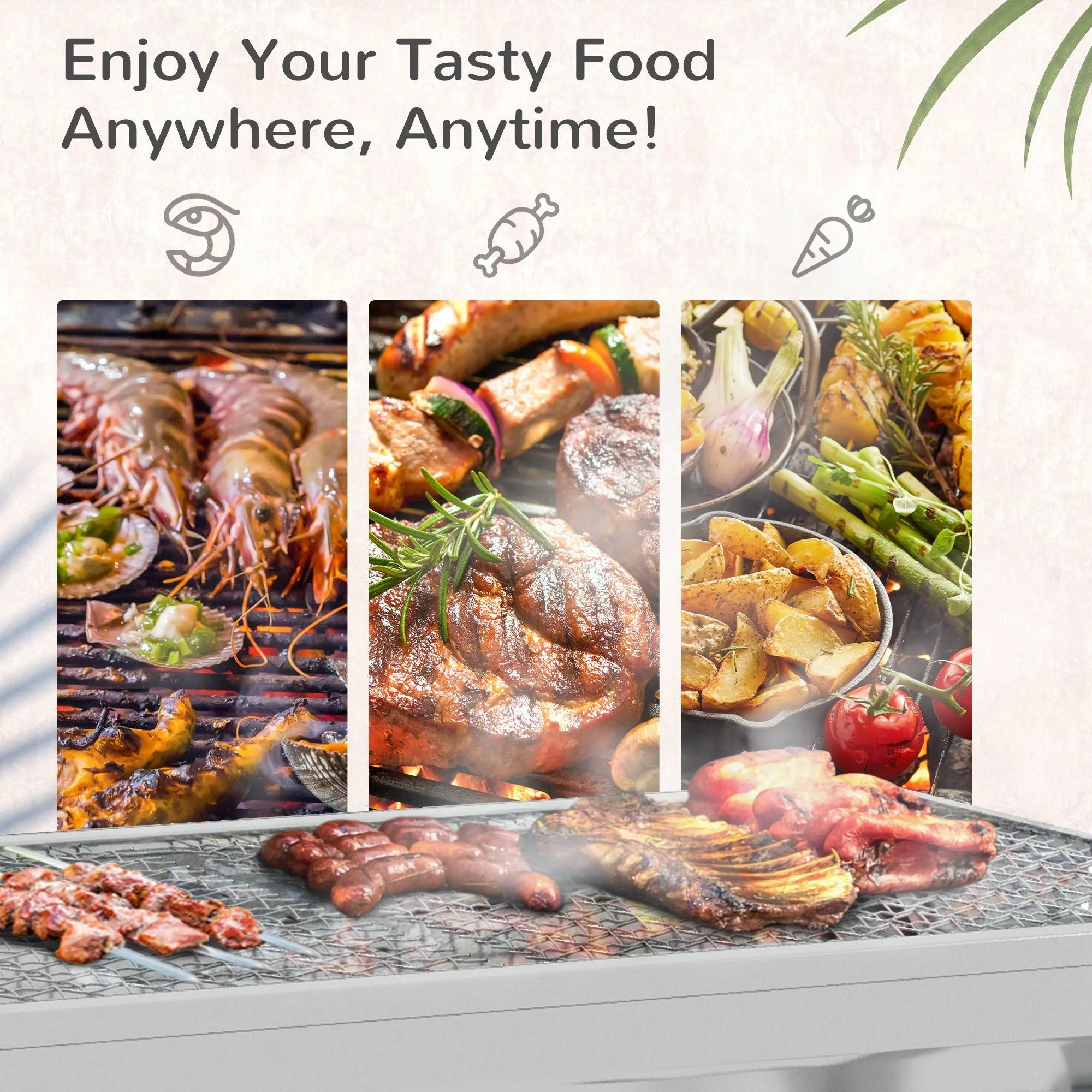 Shelves, with Unique appearance Backyard Grill Outdoor Grill Charcoal Hooks Camping, Folding Pan, Spring promotion for Stainless Cooking, BBQ Party, Travel Rack, Tailgating Picnic, Steel Grill, and Portable
