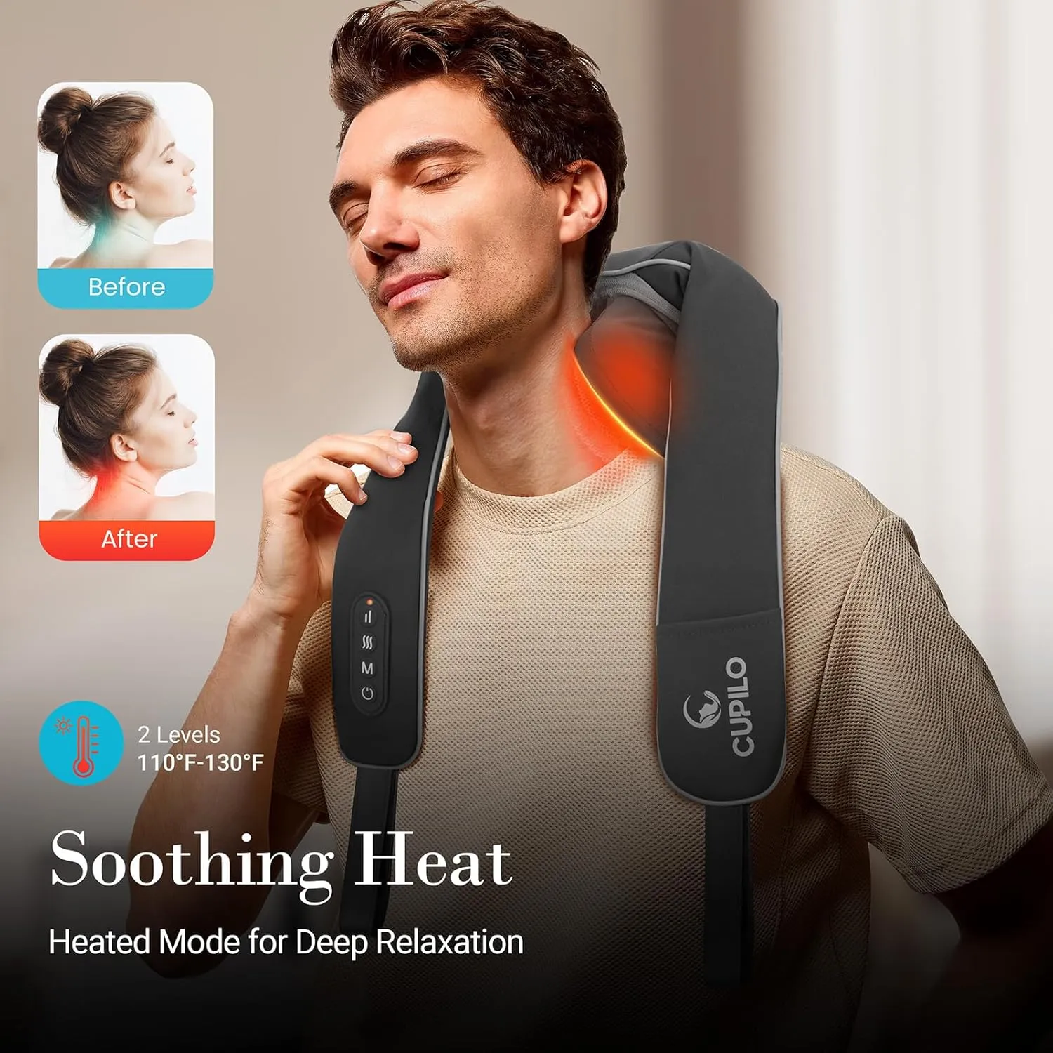 Shiatsu Neck Massager with Heat - FSA HSA Eligible,Deep Tissue Kneading Massage with Wireless Remote Control,Adjustable Mode and Heat for Muscle Pain Relief on Back Shoulder