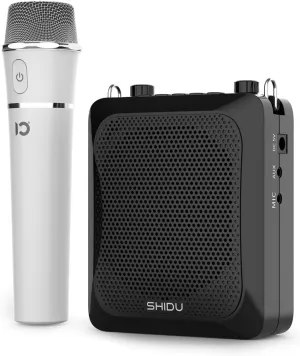 SHIDU Voice Amplifier, 25W Portable Speaker with Wireless Microphone Personal PA System 2000mAh Rechargeable Battery for Teachers Classroom Tour Guide Meeting