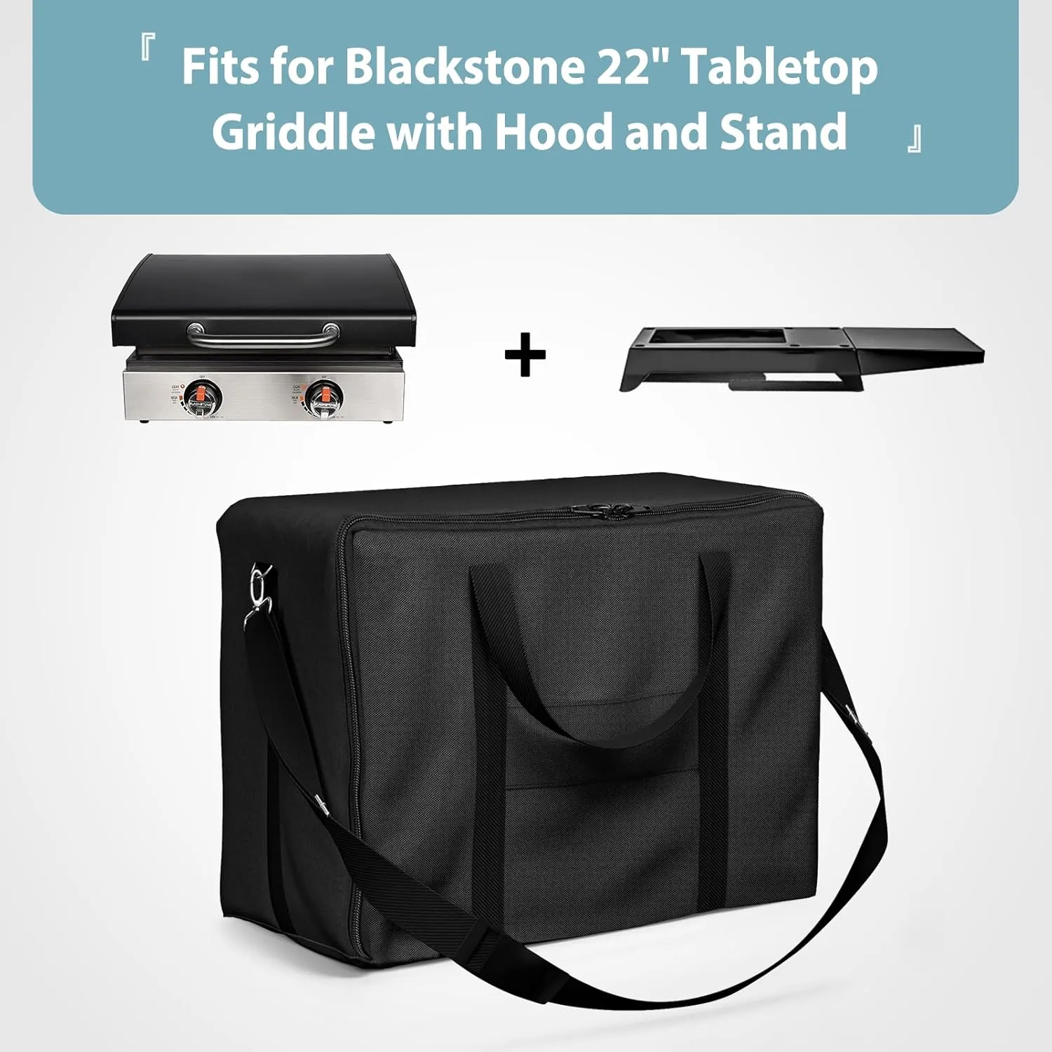 SHINESTAR Griddle Carry Bag for Blackstone 17 Inch & 22 Inch Tabletop Griddle with Hood and Stand, Portable Griddle Carry Bag for Travel, Heavy Duty 600D Waterproof Polyester, Black