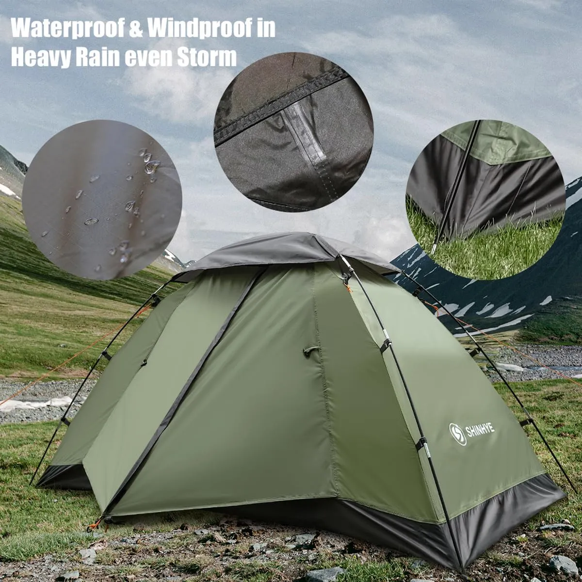ShinHye Backpacking Tent for Camping, 1/2 Person Ultralight Backpacking Tent Easy Setup Tents Waterproof Lightweight Hiking Tents for Outdoor