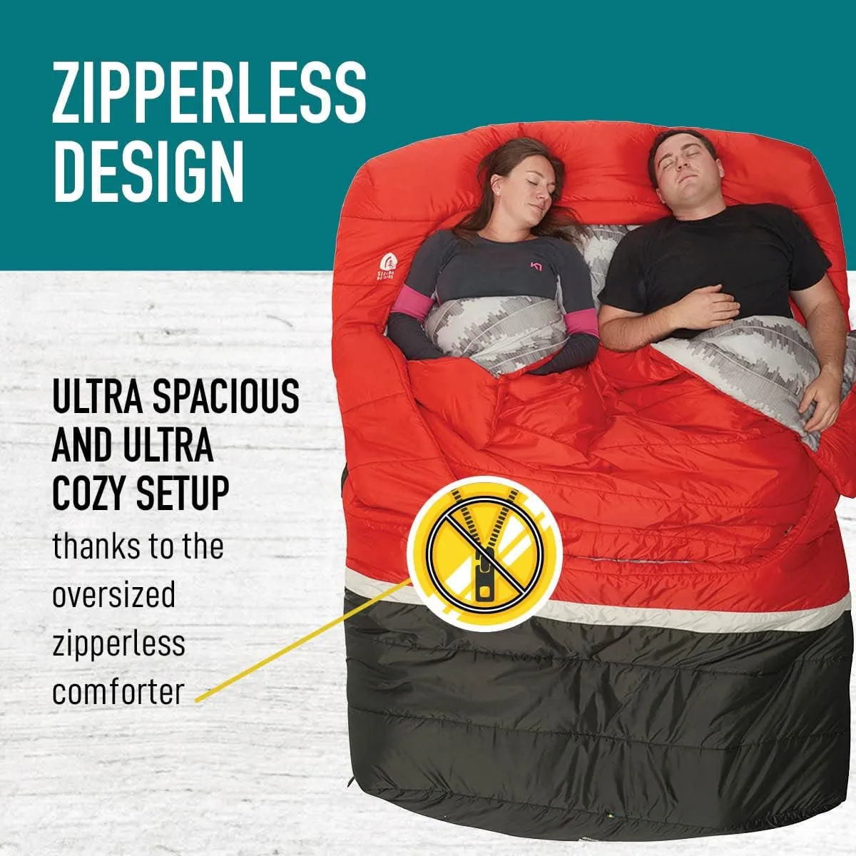 Sierra Designs Frontcountry Bed 20: Zipperless Synthetic 20 Degree Sleeping Bag for Car Camping, Festivals, & More. Available as Double Sleeping Bag for Couples