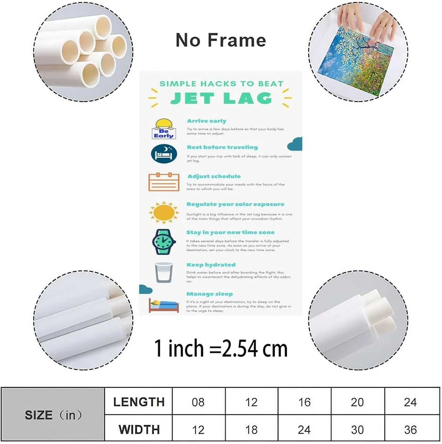 Simple Hacks To Beat Jet Lag Guide Infographic Art Poster Canvas Painting Posters And Prints Wall Art for Living Room Bedroom Decor 12x18inch(30x45cm) Unframe-style