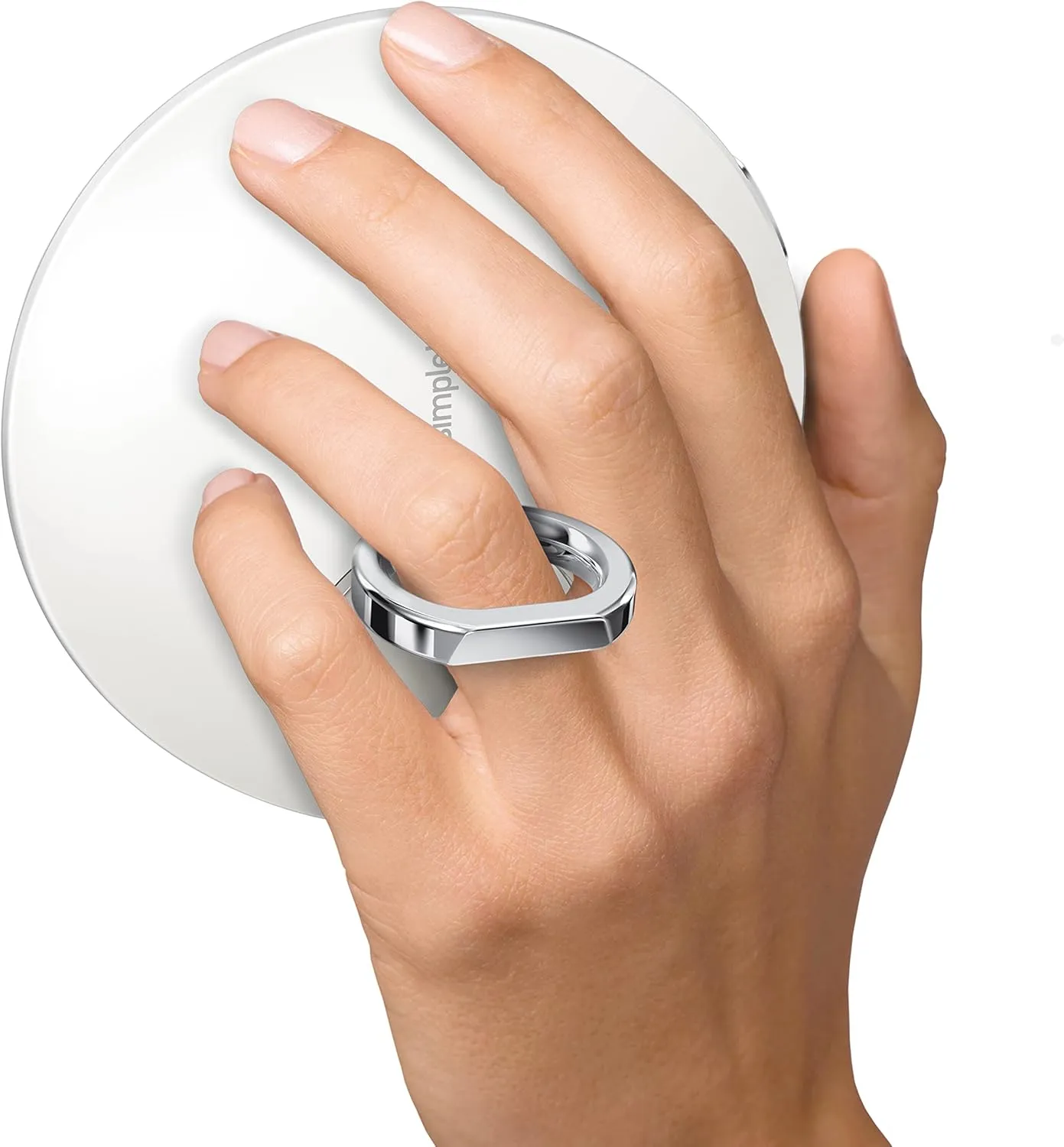 simplehuman Sensor Mirror, Lighted Compact Makeup Magnifying Mirror with Light, Round, Travel Size, White Stainless Steel