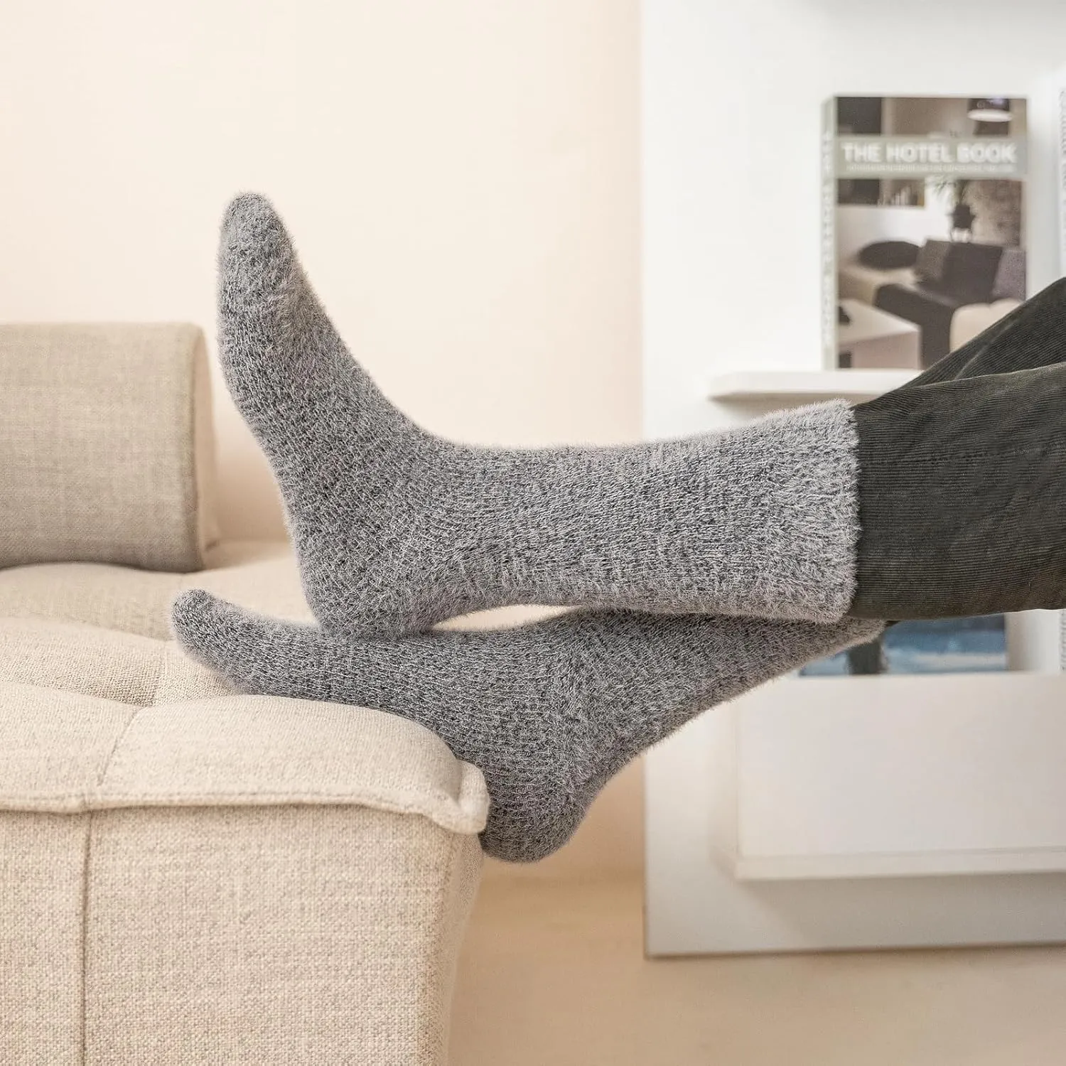 SISOSOCK 5 Pairs Fuzzy Cozy Warm Socks for Women Winter Wool Thick Casual Home Sleeping Soft Comfy Socks Gifts for Women