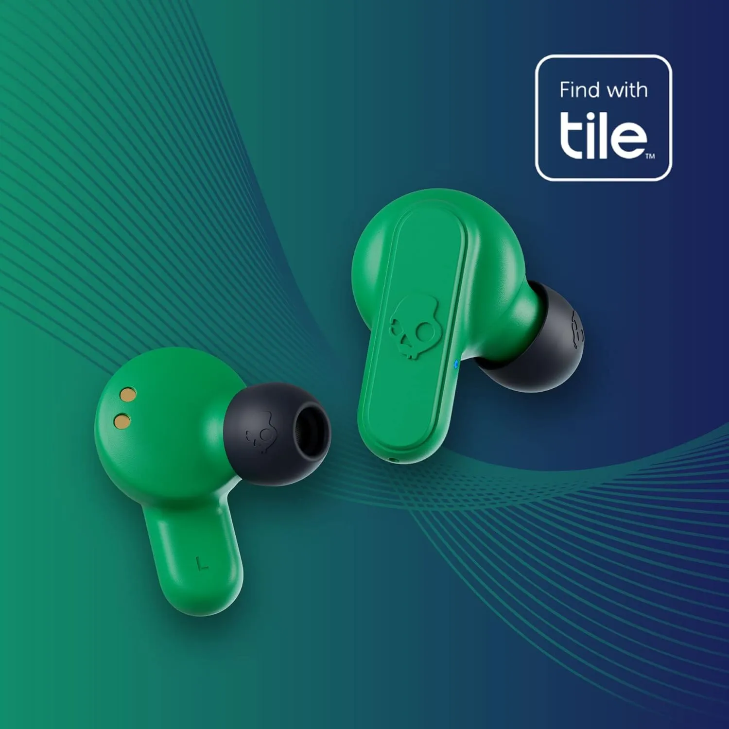 Skullcandy Dime 2 In-Ear Wireless Earbuds, 12 Hr Battery, Microphone, Works with iPhone Android and Bluetooth Devices - Dark Blue/Green