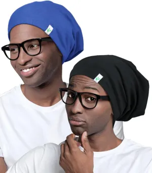 Sleep Cap-2Pcs Designed for Men with Natural Curly Wave Hair Satin Lined,Gifts for Boyfriend,Husband & Dad,