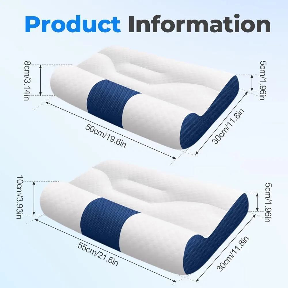 Sleep Enhancing Cervical Support Comfort Goose Down Pillow, 2025 New Ergonomic Goose Down Pillow, Sleep Aid Pillows Cervical Support Comfort Ergonomic Slleep Enhancing Pillows (Blue, M)