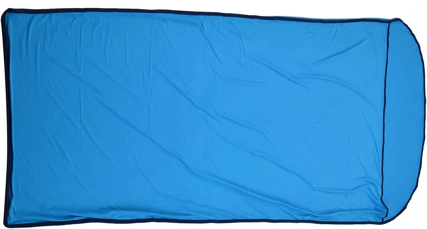 Sleeping Bag Liner, High Stretch Silky Polyester Fabric Skin Friendly Self Tan Sleep Sack, Comfortable Breathable Camping Sleeping Bags, for Outdoor, Camping(Blue)
