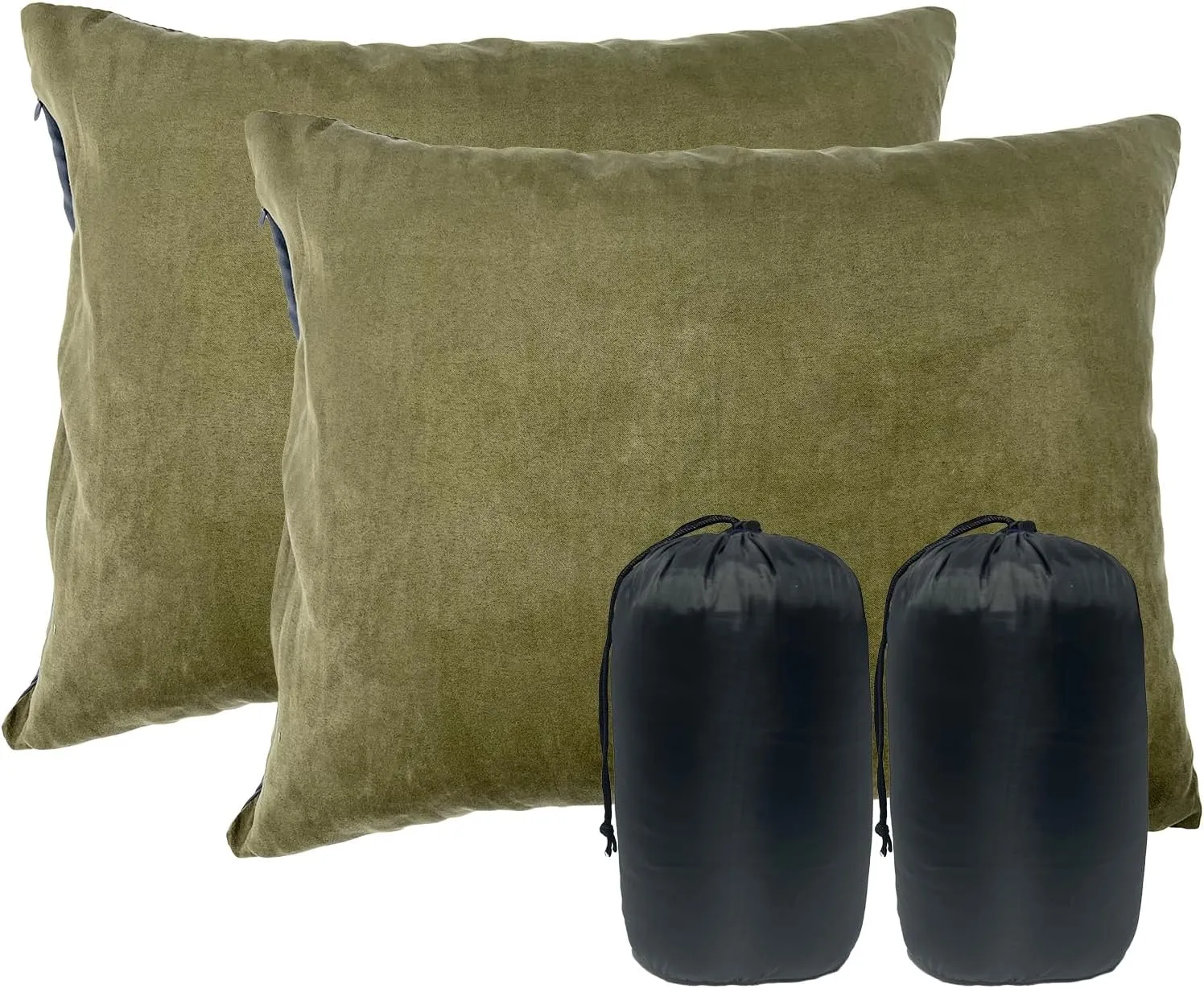Small Camping Pillow, 12 x 16 Inch Lightweight Portable Compressible Backpacking Pillows for Outdoor Travel Hiking Sleeping, Green 2 Pack