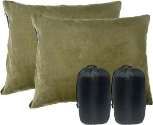 Small Camping Pillow, 12 x 16 Inch Lightweight Portable Compressible Backpacking Pillows for Outdoor Travel Hiking Sleeping, Green 2 Pack
