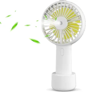 Small Handheld Misting Fan - Portable Mister with 20ml Water Tank - Rechargeable USB/Battery Operated Personal Cooling Fan - 3 Speeds Strong Wind, Ideal for Camping, Travel, & Outdoor Use - White