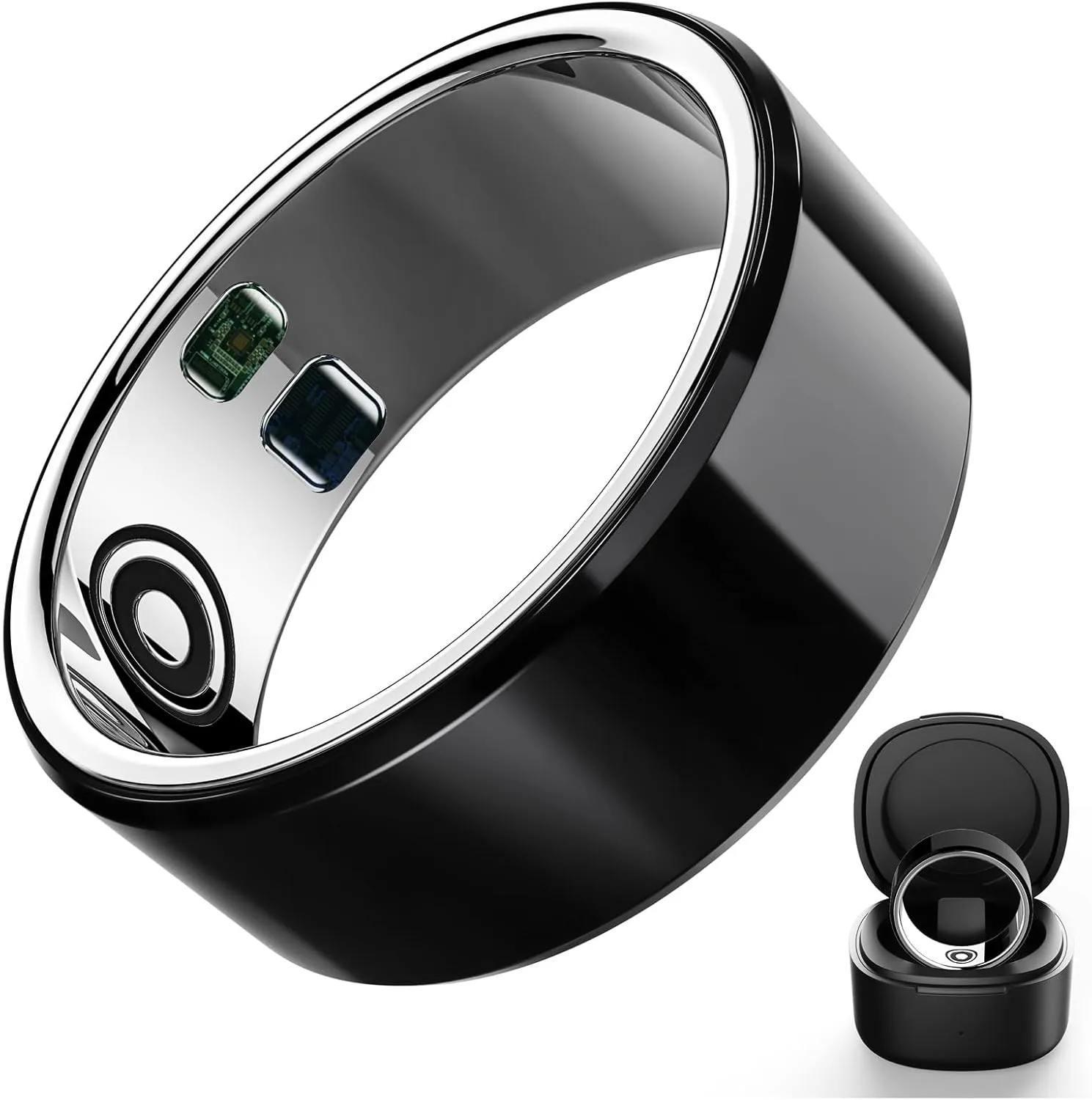Smart Ring Health Tracker with Free Subscription, Fitness Sleep Heart Rate Blood Oxygen Tracking Ring with Charging Case,Great Gift for Women & Men,Silver